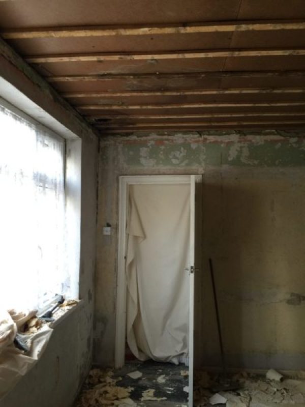 striped room new plasterboard ceiling and paint dinning room renovation dartford kent south east london 3