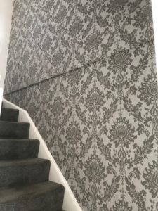 wallpapered, staircase, purplesaw